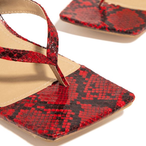 NEW๐ฅ Squared Open Toe Spiral Sandal Stiletto Heel - Picture 5 of 7